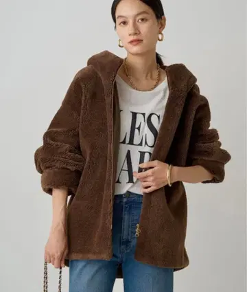 [ Loungedress ] 후디 보아 블루종/아우터/브라운/새상품급