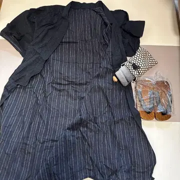 블랙 스트라이프 유카타 세트 L 사이즈