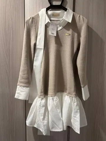 An MILLE 셔츠 도킹 니트 원피스 S 베이지