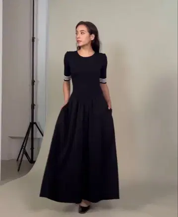 반값! 새상품급 보더스 앳 발코니 콤비네이션 드레스 원피스 36