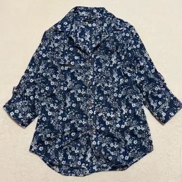 라토르트랩 7부 소매 코튼 셔츠 플라워 프린트 깔끔한 캐주얼 01