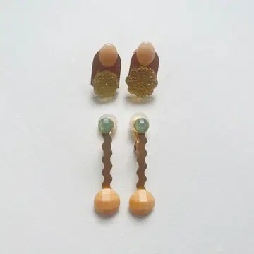 쿄코 츠다 비즈 귀걸이 핑크 베이지 계열 2쌍 세트