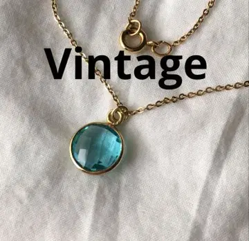 빈티지 블루 토파즈 컬러 골드 목걸이