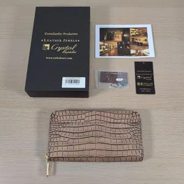 새상품급 LEATHER JEWELS 크로커다일 장지갑 베이지 B196