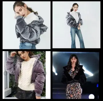 나카조 아야미 착용 EVRIS 벨로아 숏 다운 후드 탈부착 가능