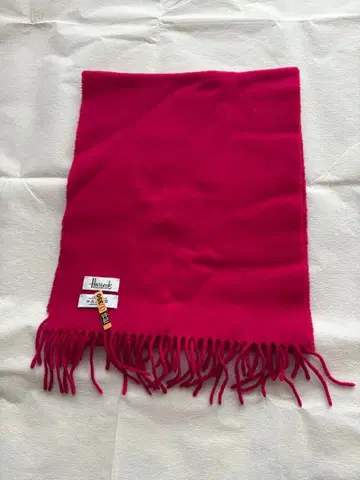 새상품급 해롯 라무 울 머플러 핑크 스코틀랜드제