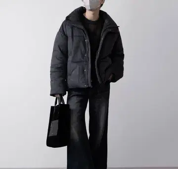 CLEL 클레일 볼륨 하이넥 숏 충전솜 스웨이드 다운 자켓