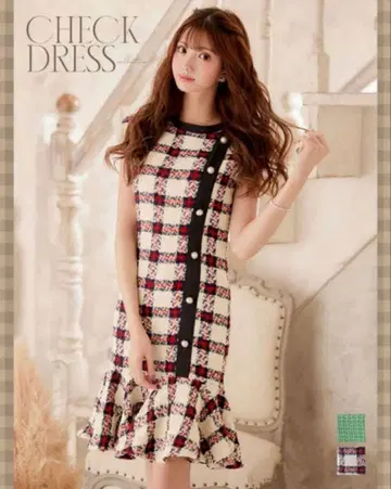 jewels 체크 무늬 트위드 드레스