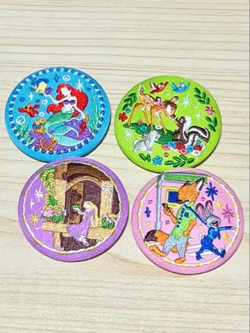 디즈니 자수 캔뱃지 2 4개 세트