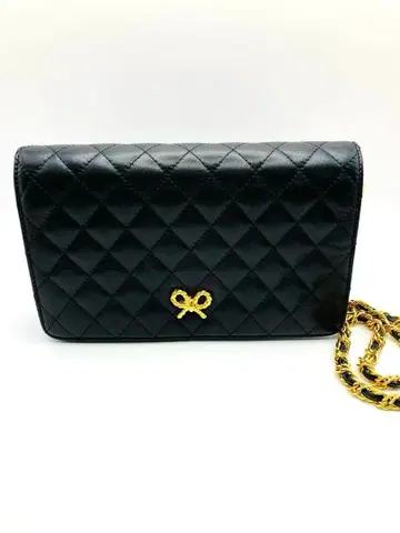 KIMIJIMA 체인 리본 숄더백 블랙