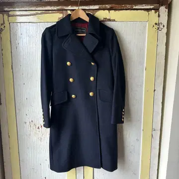 DEUXIEME CLASSE 네이비 더블 브레스트 피 코트 36