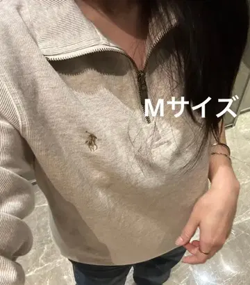 polo 랄프 로렌 하프 지퍼 포니 원 포인트 후드티 베이지