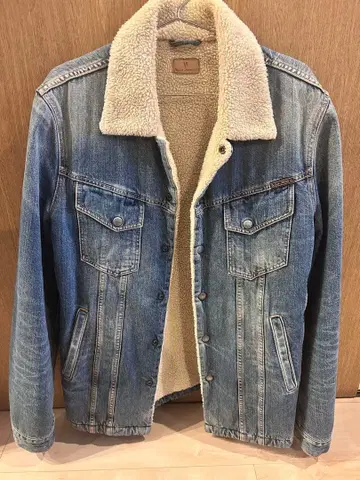 누디진 보아 카라 부착 데님 자켓 M 사이즈 라이트 블루