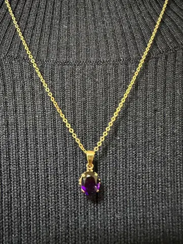 K14 골드 체인 보라색 펜던트 목걸이