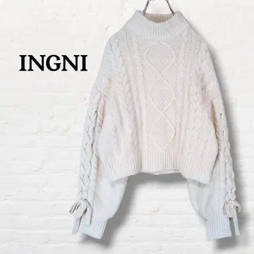 잉그 소매 레이스업 케이블 니트 스웨터 [ M ] 아이보리