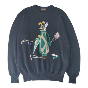 John R. Malott 빈티지라이크 골프 모티브 울 니트