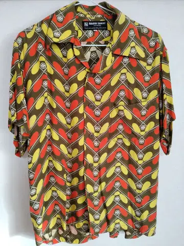 EVISU YAMANE 프로펠러 패턴 레어 아이템 하와이안 셔츠 반팔