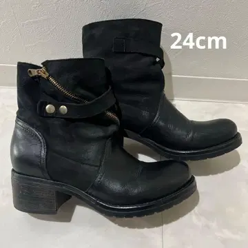 가죽 블랙 엔지니어 부츠 이탈리아제