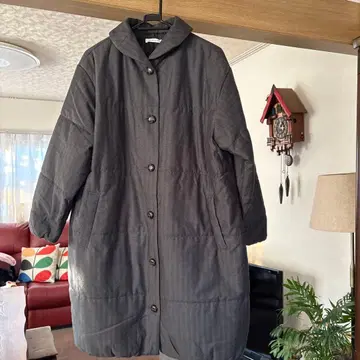 헤링본 무늬 다크 그레이 롱 코트