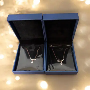 미사용 새상품 물방울 스톤 목걸이 로즈 골드 2세트