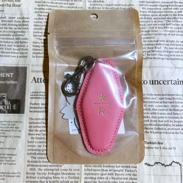 미사용 새상품 스타벅스 리저브 가죽 키링 핑크 사쿠라 2024