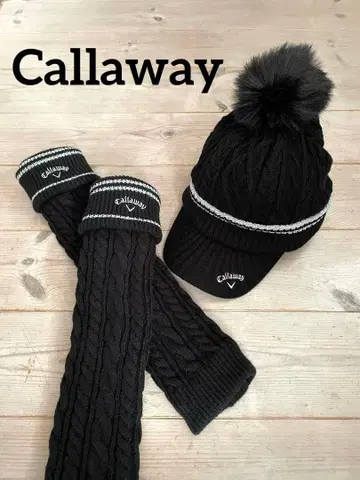 캘러웨이 블랙 니트 모자 레그 워머 세트