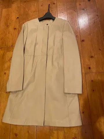 램 가죽 베이지 롱 코트 사이즈 66 노카라