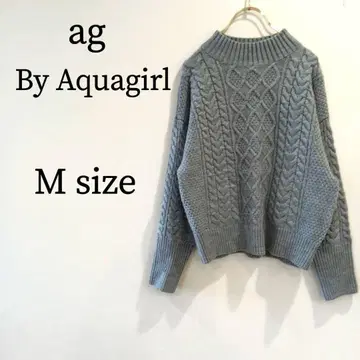 AG by aquagirl 니트 스웨터 케이블 편직 크루넥 긴팔 M
