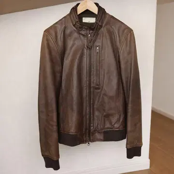 HARE 천연 가죽 가죽 자켓 브라운 S 싱글 라이더