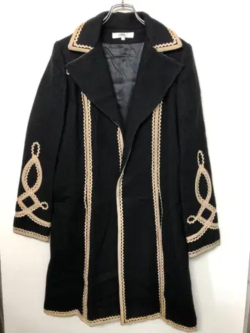 프랑스제 구제 의류 나폴레옹 중세 레이스 테이프 디자인 롱 울 코트