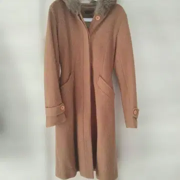 Code Shake 후드 부착 베이지 롱 코트
