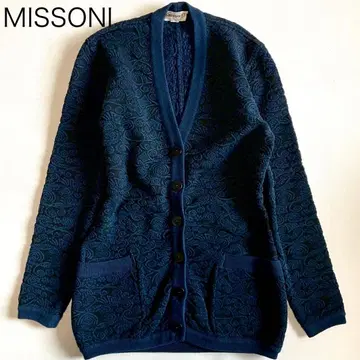 [ 미쏘니 ] 가디건 리버서블 페이즐리 올 패턴 네이비 이탈리아제
