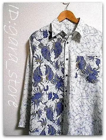 개성적인! 블루 계열 미레이 올 패턴 비대칭 셔츠