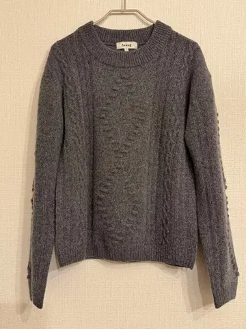 Samuji 그레이 케이블 니트 스웨터 S