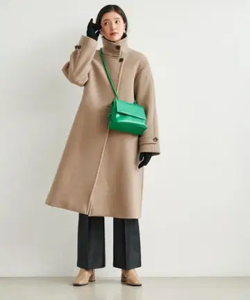 그린 레이블 릴랙싱 소프트 멜톤 스탠드 칼라 코트 38