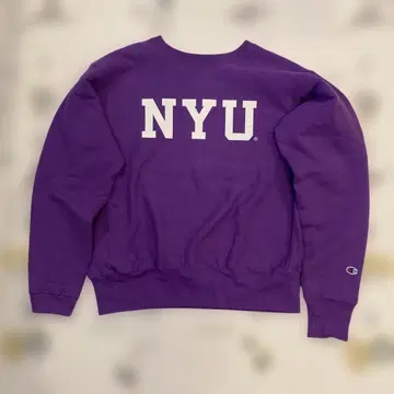 Champion NYU 빨간 택 복각 퍼플 맨투맨 L