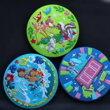 디즈니 자수 캔뱃지 2 몬스터 주식회사 밤비 릴로 & 스티치