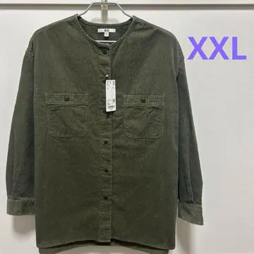 유니클로 / 코듀로이 롱 셔츠 자켓 XXL 올리브