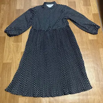 도트 무늬 롱 셔츠 원피스