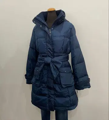 3L 네이비 벨트 포함 다운 페더 자켓 코트