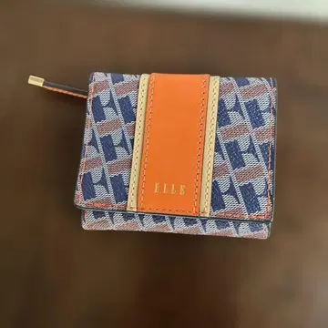 ELLE 3단 폴더형 지갑 오렌지/네이비