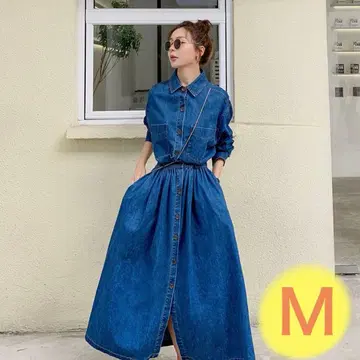 M 데님풍 원피스 성숙/러블리 루즈핏 실루엣 외출 코디