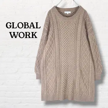 글로벌 워크 롱 케이블 니트 스웨터 [ M ] 브라운