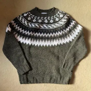 모리스앤선즈 청키 노르딕 스웨터 모스그린 그린