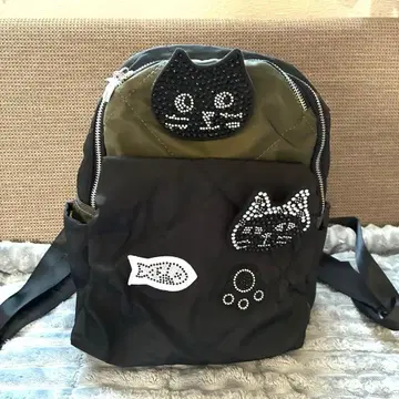 페블리 검은 고양이 백팩 pebbly Me&Yo 패딩 백팩