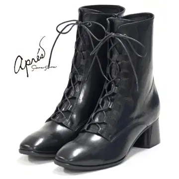레이스업 부츠 블랙 일본제 천연 가죽 졸업식 apres cava cava