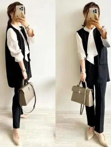 프릴 블라우스와 팬츠 셋업