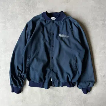 80s 빈티지 블루종 패딩 자켓 네이비 선페이드 기업 상품