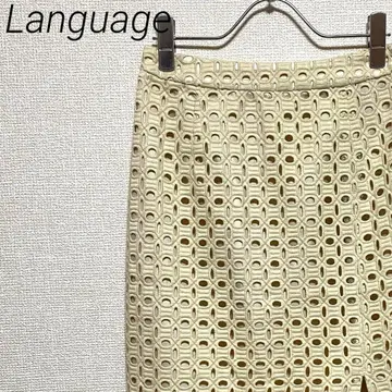 [ 새상품급 ] Language 미디 스커트 타이트 슬릿 심플 안감 부착