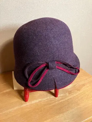 믹스 와인 컬러 리본 포함 울 펠트 햇